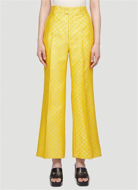 gucci pants yellow|gg satin jacquard pants.